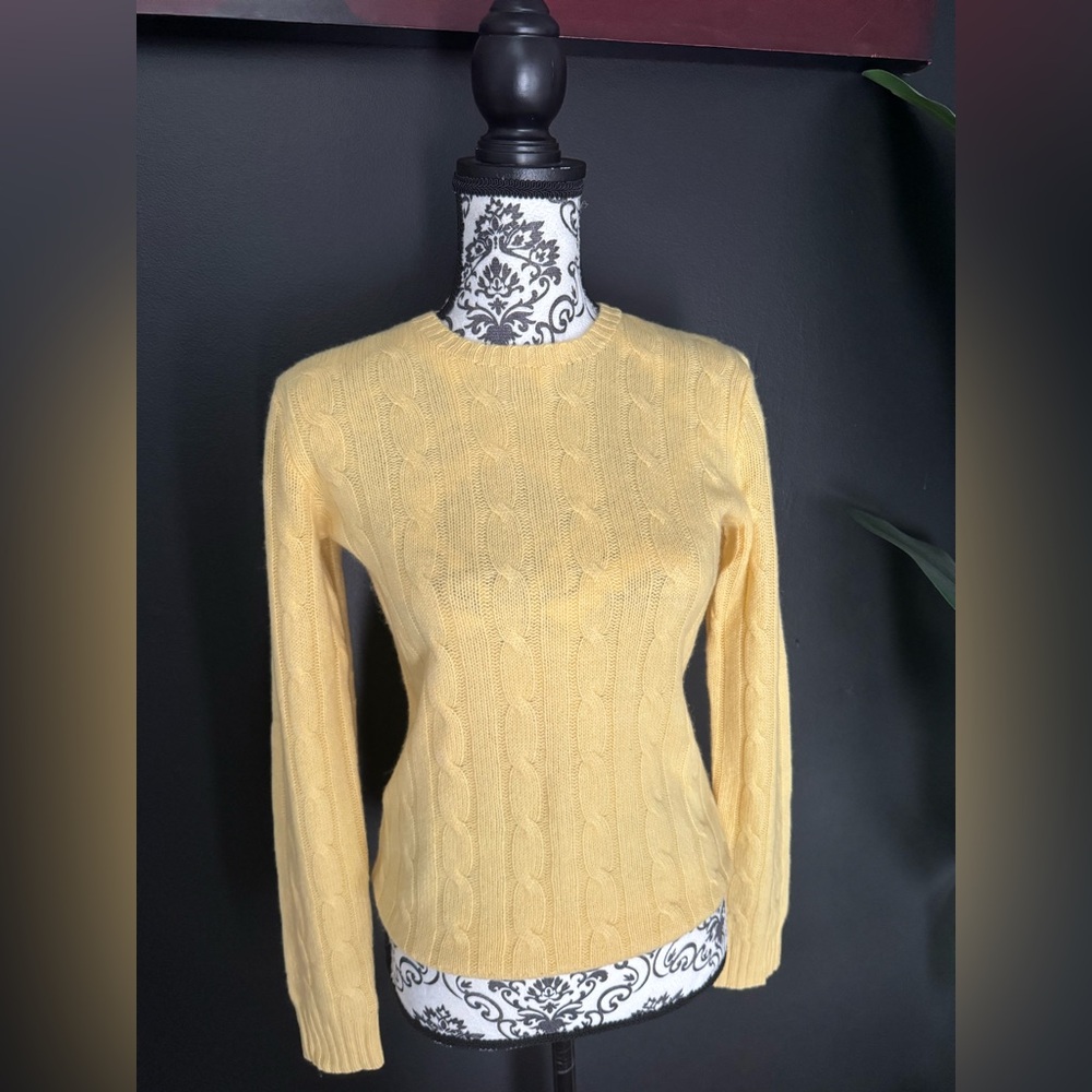 Polo Ralph Lauren Soft Yellow Cashmere Cable Sweater